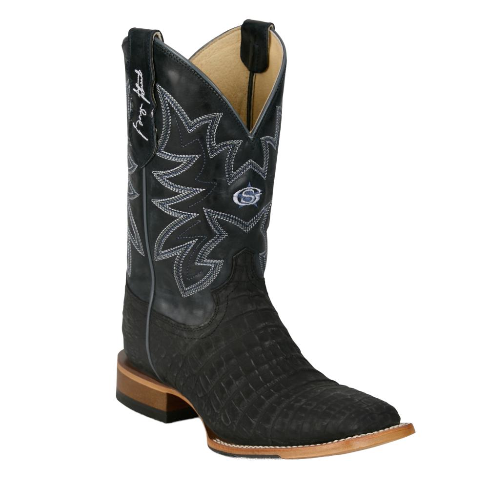 邦楽 Black Boboi Agate/ junior refugee Justin Boot Company Mens George Strait Black Caiman 11in. Blue