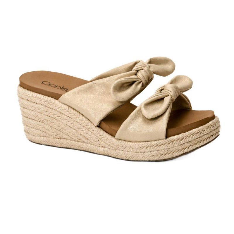 WomensTie The Knot Gold Wash Metallic Wedge Sandal