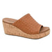 Womens Wine And Dine Washed Cognac Wedge Sandal