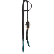 Black 3/4in Single Buckle Slide Ear w/Turq Bloodknots