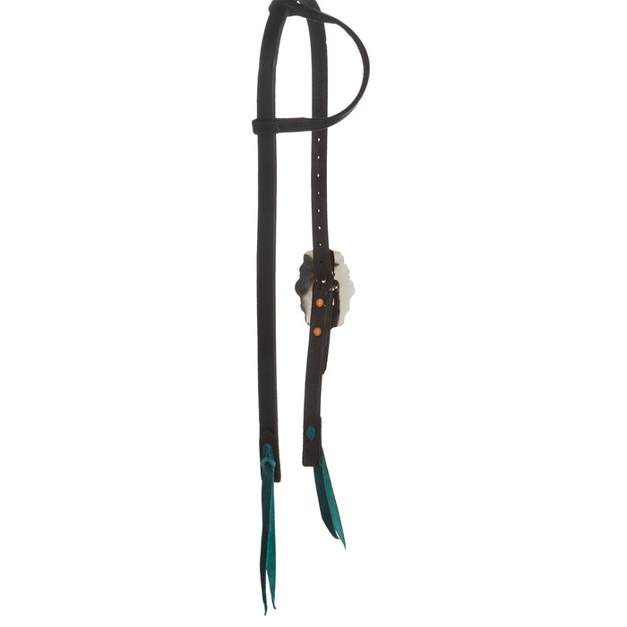 Black 3/4in Single Buckle Slide Ear w/Turq Bloodknots