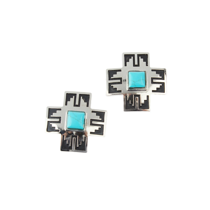 2 Pack 1.5in Silver Aztec Cross Screwback Conchos