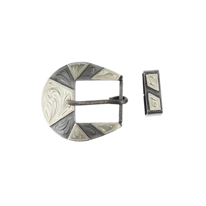 Blue Iron Silver Bar 1in Buckle and Keeper