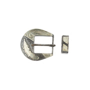 Silver Feather Blue Iron 1in Buckle and Keeper