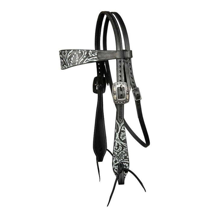 Black and White Paisley Overlay Browband Headstall
