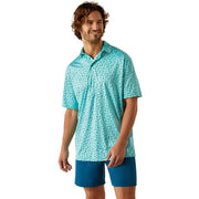 Mens Aqua Print 2.0 Short Sleeve Polo