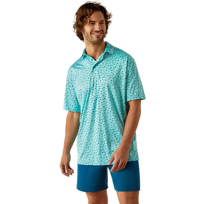Mens Aqua Print 2.0 Short Sleeve Polo