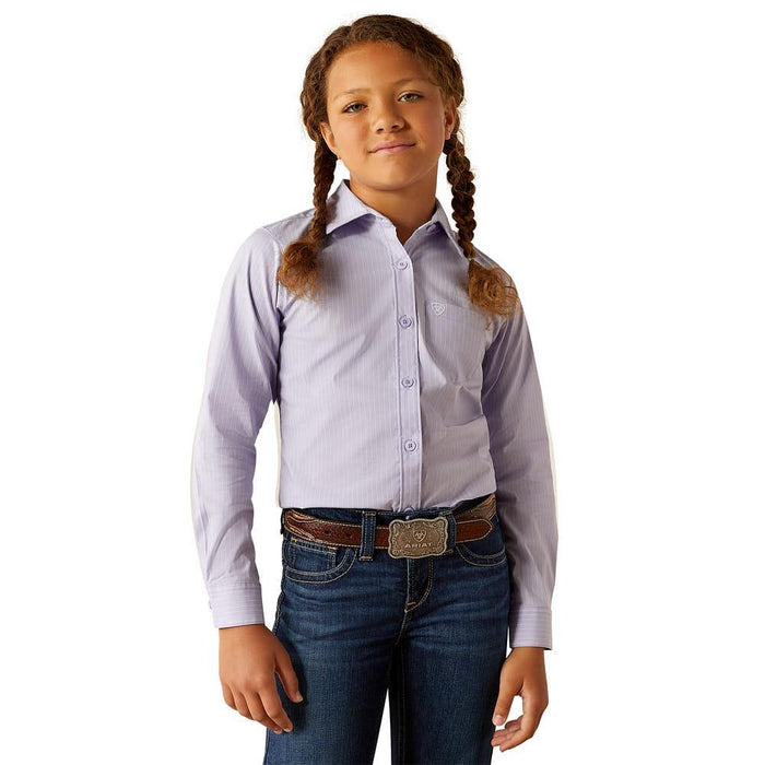 Girls' Lavender Stripe Button Up Shirt