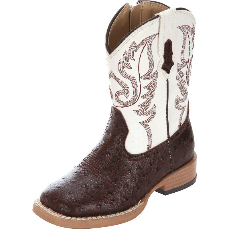 Infant Brown Ostrich Print Cowboy Boots