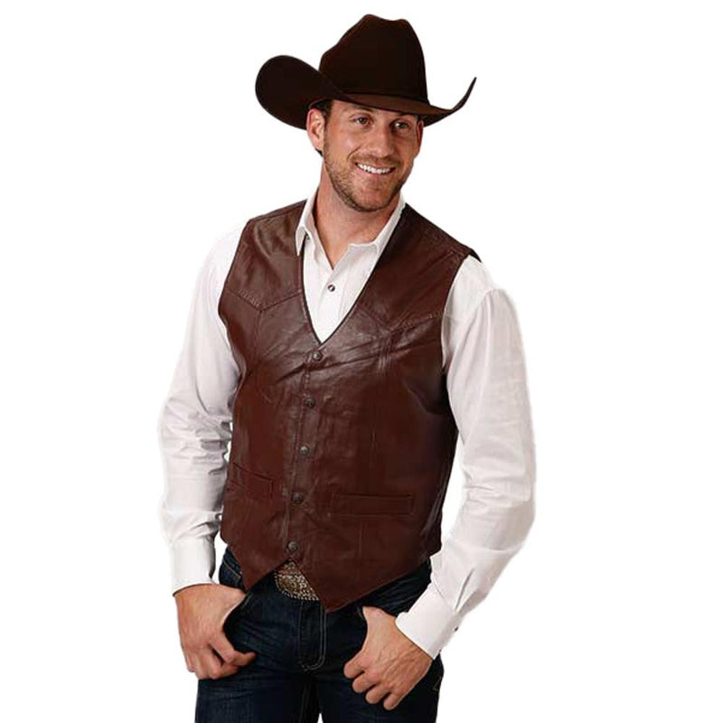 Mens Dark Brown Nappa Dress Vest