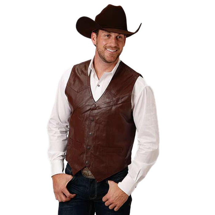 Mens Dark Brown Nappa Dress Vest