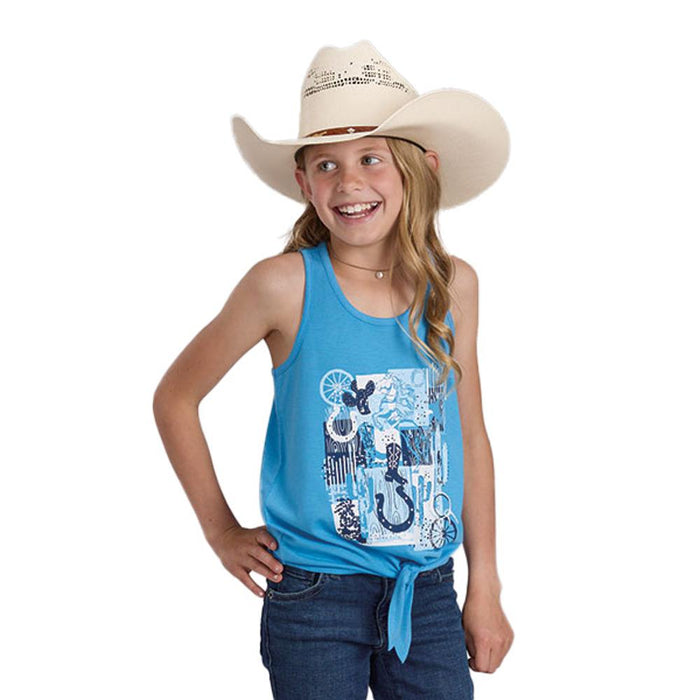Girls Blue Racerback Tank