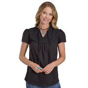 Women's Black Embroidered Top