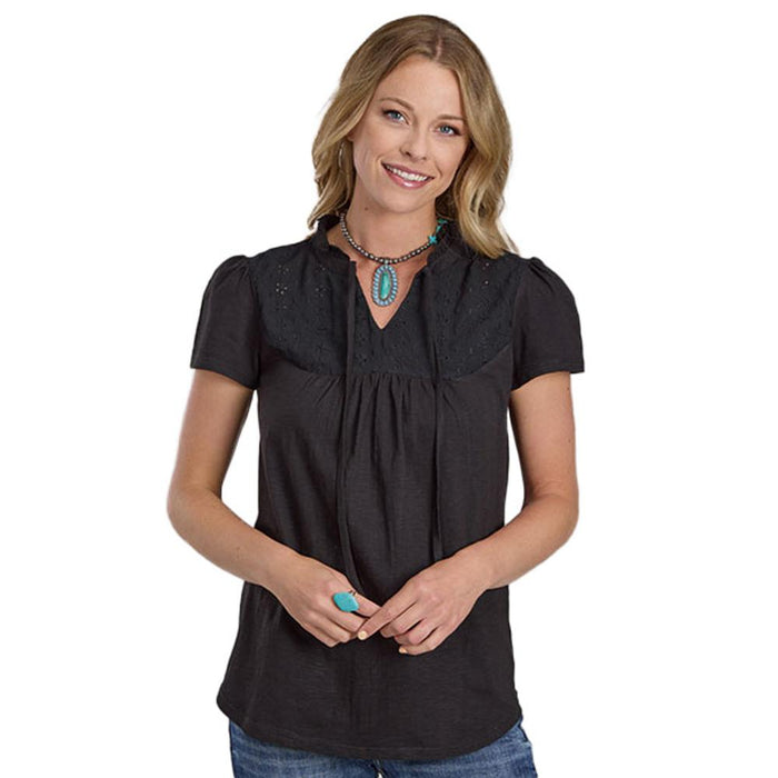 Women's Black Embroidered Top