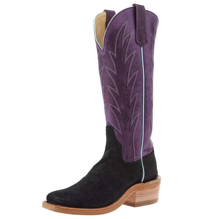 Women`s Ride Ready Black Wyoming Reverse 15In Violet Buffamonte Top Cowgirl Boot