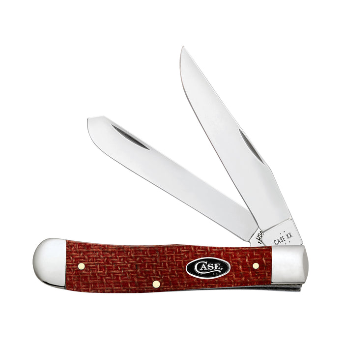 Smooth Dark Red Burlap Micarta CS Trapper Knife