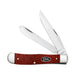 Smooth Dark Red Burlap Micarta CS Trapper Knife