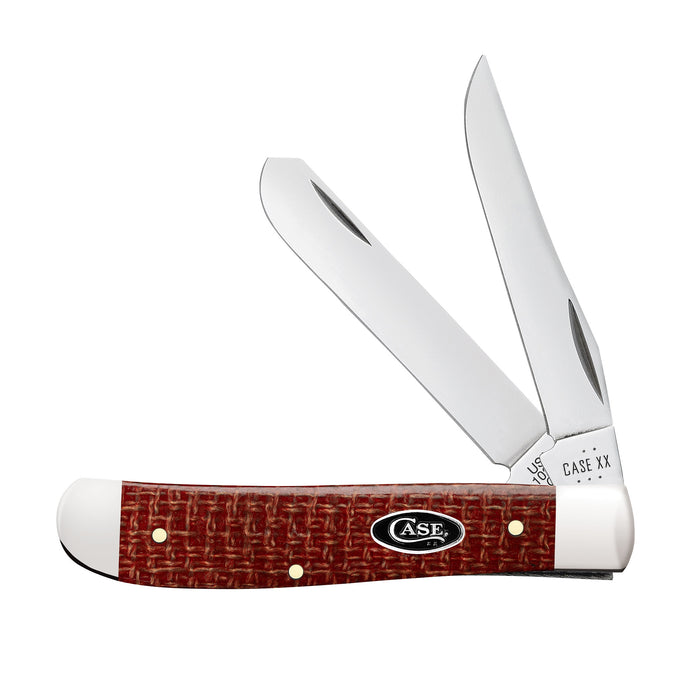 Smooth Dark Red Burlap Micarta CS Mini Trapper Knife
