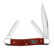 Smooth Dark Red Burlap Micarta CS Medium Stockman Knife