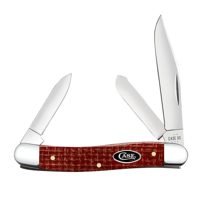 Smooth Dark Red Burlap Micarta CS Medium Stockman Knife