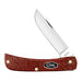 Smooth Dark Red Burlap Micarta CS Sod Buster Jr.
