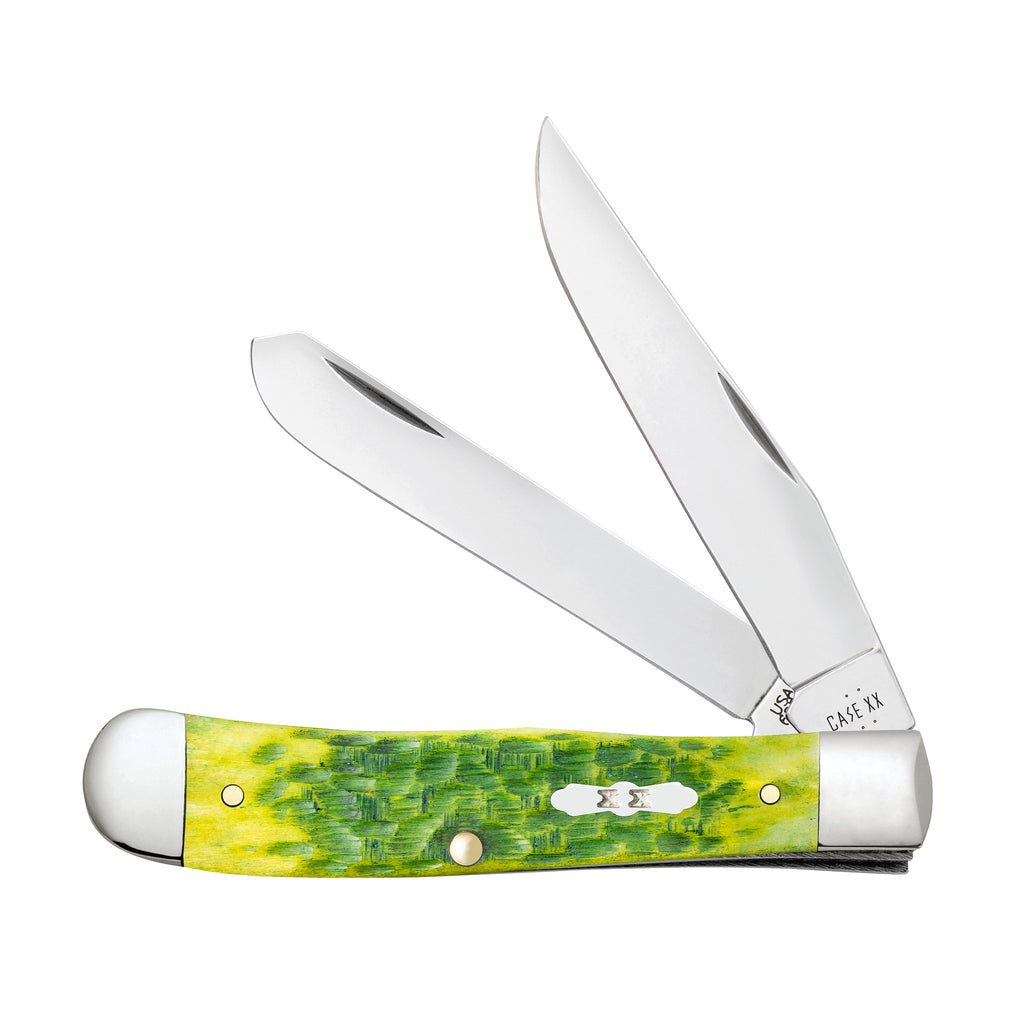 Case Knives Peach Seed Jig Green Apple Bone Trapper Knife — NRS