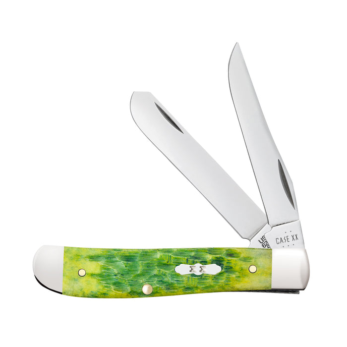 Peach Seed Jig Green Apple Bone Mini Trapper Knife