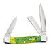 Peach Seed Jig Green Apple Bone Medium Stockman Knife