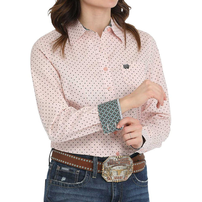 Women's Pink Dot Button Down