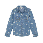 Girls' Bucking Horse Denim Shirt