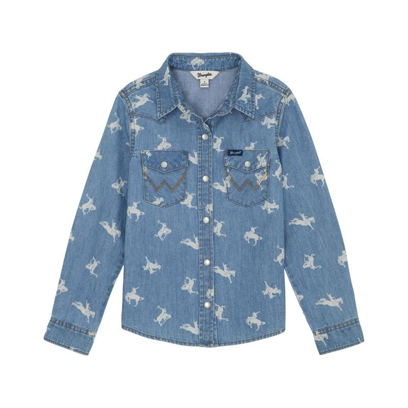 Girls' Bucking Horse Denim Shirt