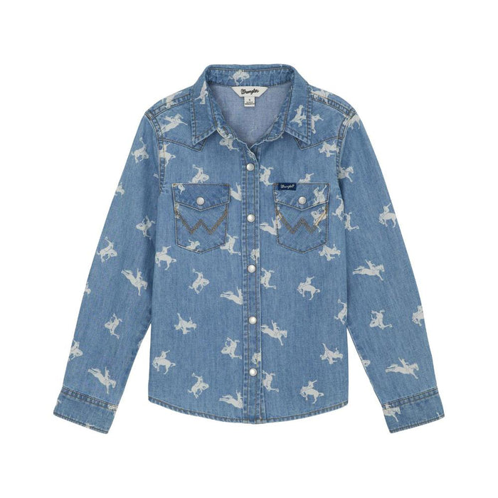 Girls' Bucking Horse Denim Shirt