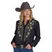Black Embroidered Long Sleeve Blouse
