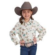 Girls Western Print Snap Shirt