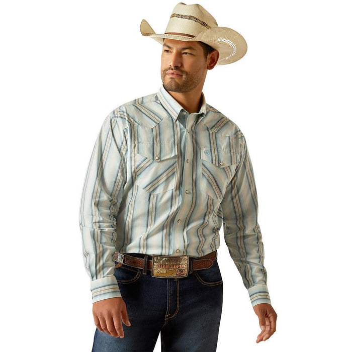 Mens Turquoise Fulton Long Sleeve Snap Shirt