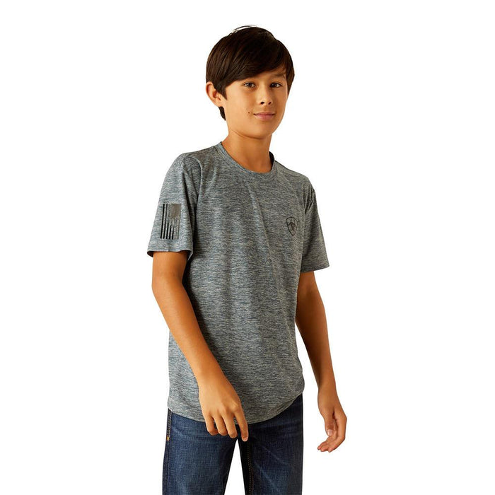 Boys Newsboy Blue Vertical Gradient Charger Short Sleeve Tee