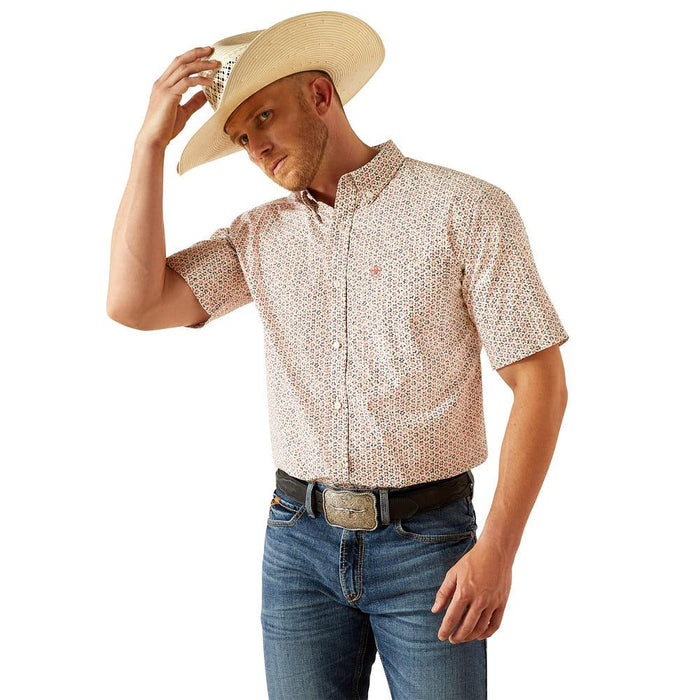 Men's Red Floral Classic Chapman Short Sleeve Button Down Shirt