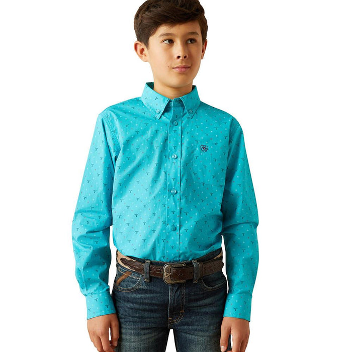Boys Classic Fit Turquoise Shirt
