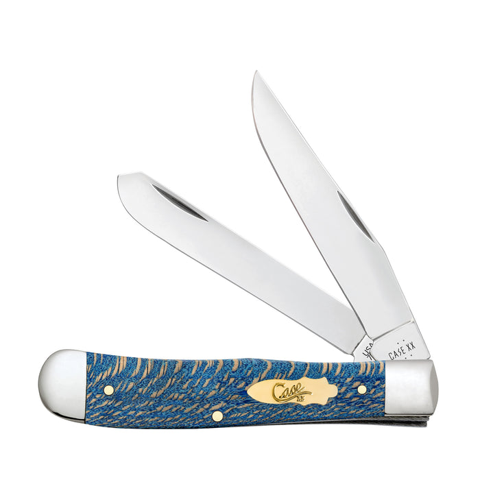 Smooth Blue Sycamore Wood Trapper Knife