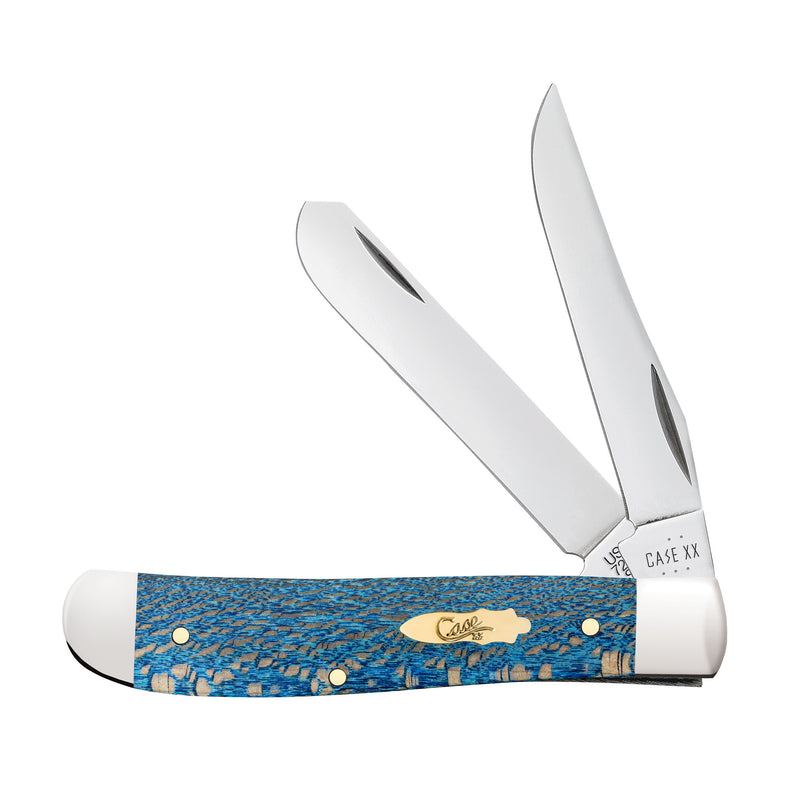 Smooth Blue Sycamore Wood Mini Trapper Knife