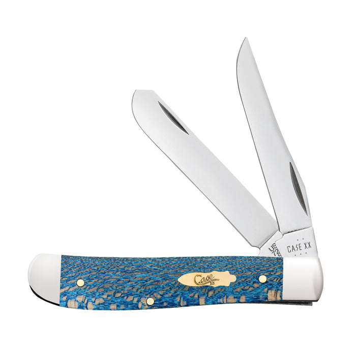 Smooth Blue Sycamore Wood Mini Trapper Knife