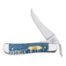 Smooth Blue Sycamore Wood RussLock Knife