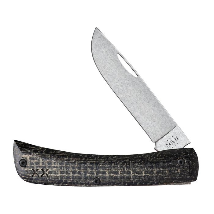 Crossroads Black Burlap Laminate Sod Buster Jr with Dayglow G-10 Knife