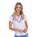 Womens White Embroidered Floral Tee