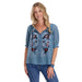Womens Blue Georgette Peasant Blouse