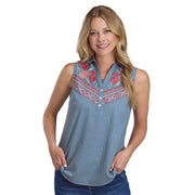 Womens Embroiderd Denim Blouse
