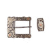 Splash Buckle Set with Scroll Silver Engraved Iron