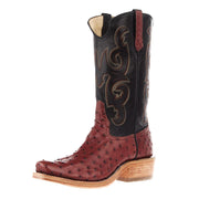 Men`s Ride Ready Almond Full Quill Ostrich Vamp 13in Black Calf Top