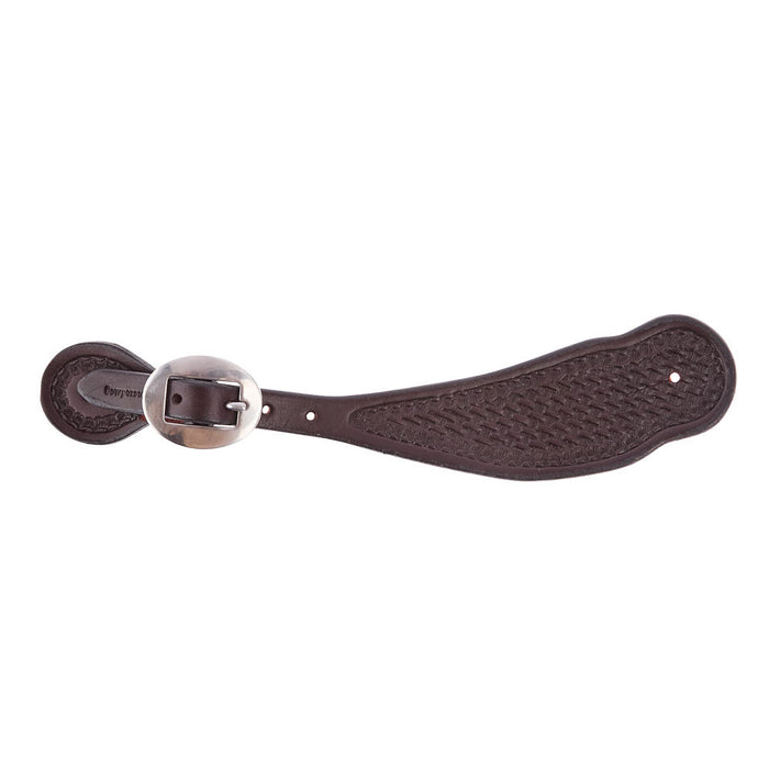 Men's Dark Leather Basket Stamp Spur Straps
