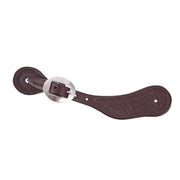 Ladies Dark Leather Basket Stamp Spur Straps